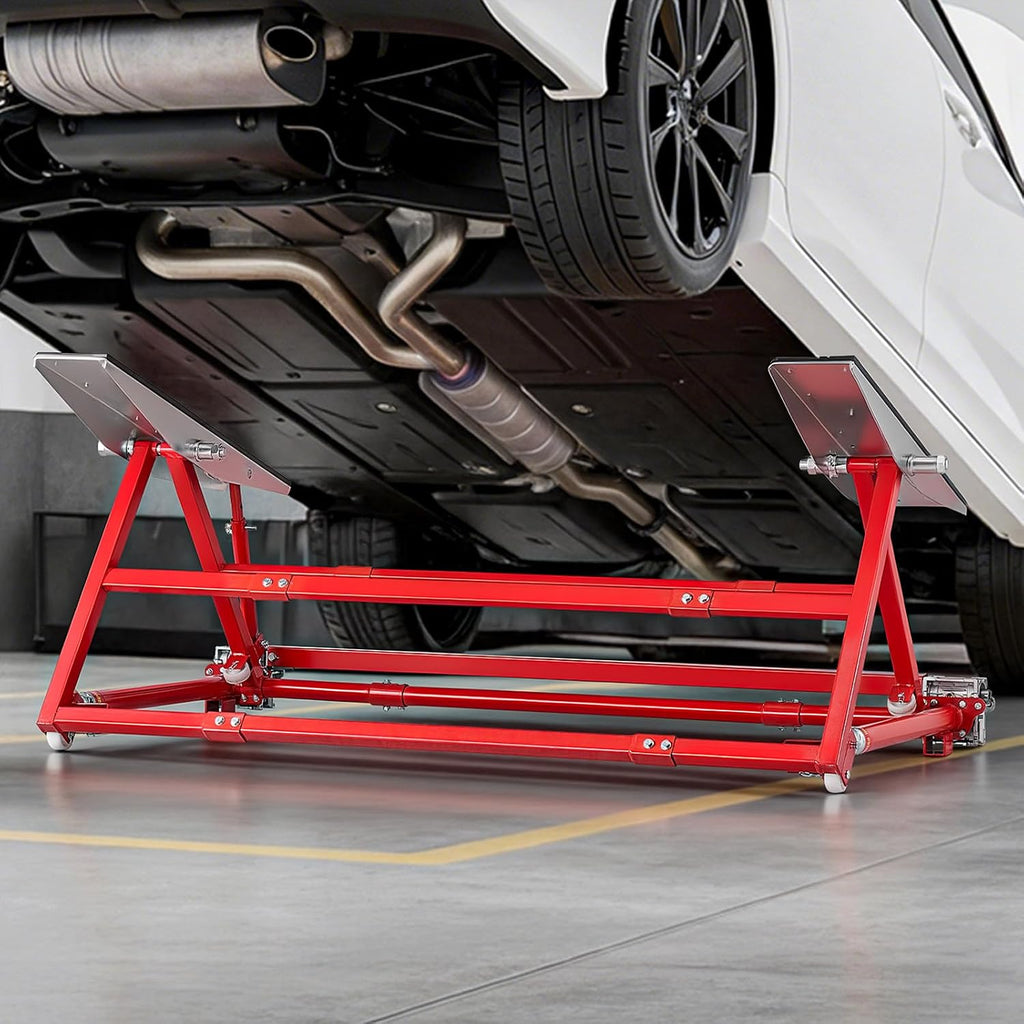VEVOR Portable Car Lift, 4400 lbs Capacity, Heavy Duty Steel Quick Lift with 23' Max Height, Adjustable Width and Wheels, Manual Lifting for Cars, Compact SUVs, Mini Trucks, Home Garage or Shop Use
