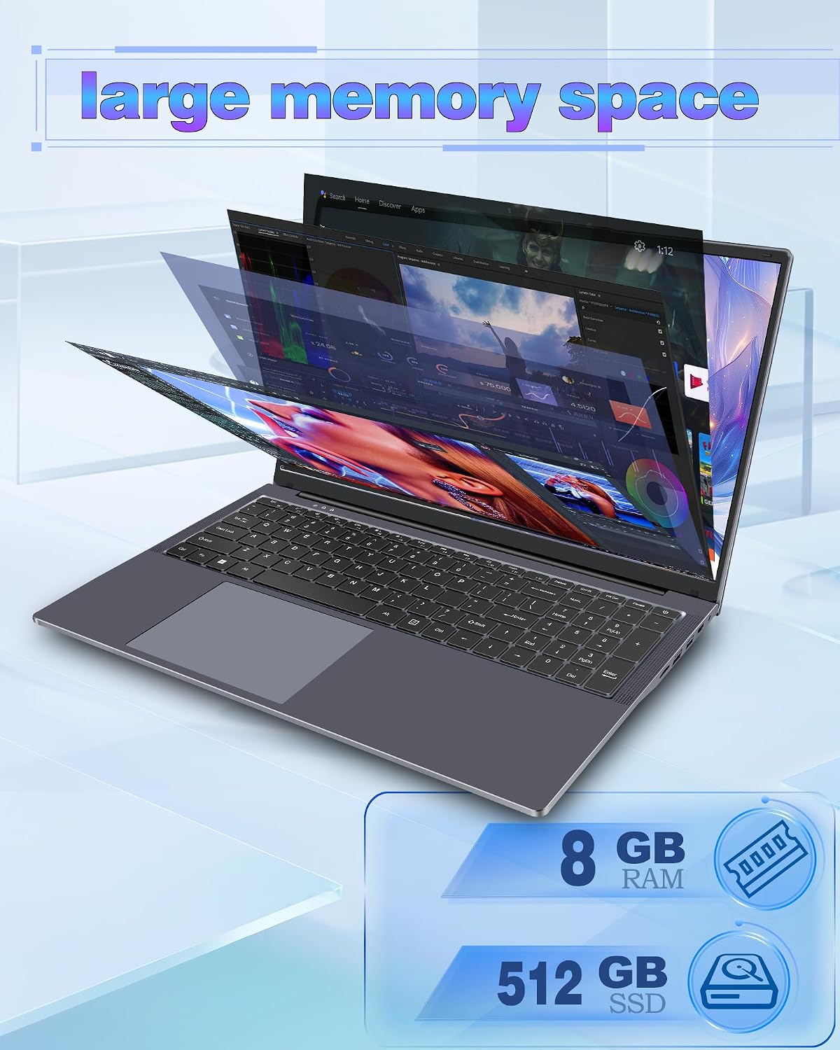 MYW 17 inch Laptop Computers, 3500U (Up to 3.7GHz),8GB DDR4 RAM 512GB SSD,1920 * 1080, Type-C(Date), WiFi5,BT,RJ45,Dual Stereo Speakers, Backlit Keyboard