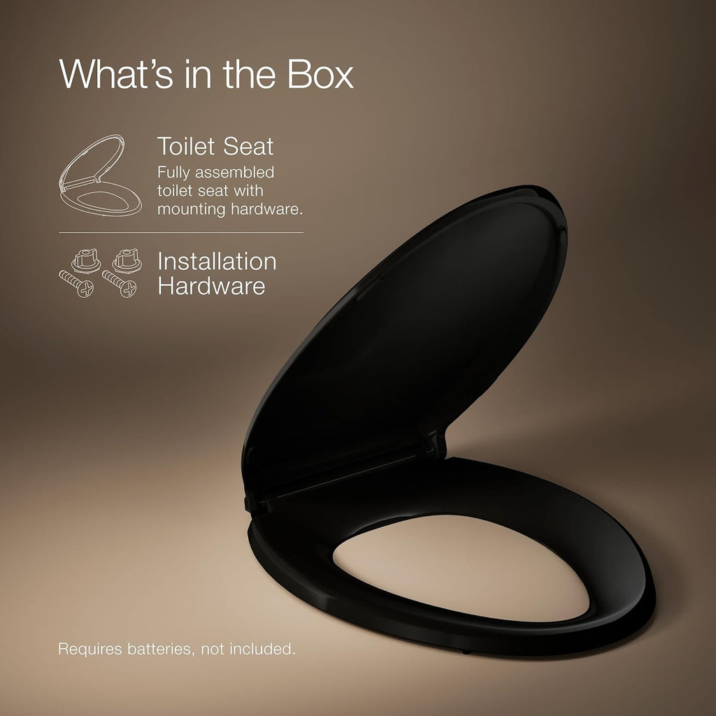 KOHLER CACHET® Nightlight Soft Close Toilet Seat Elongated, ReadyLatch®, Grip-Tight Hardware, Black