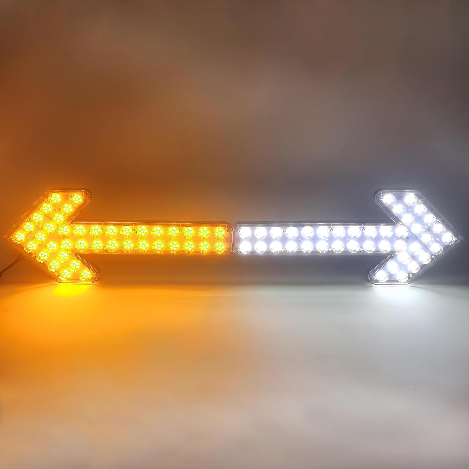CFLMYYXGS 12V-24V Waterproof Vehicle Amber/White LED Lights Arrow Pilot Light Signal Light Watering Cart Sweeper Work Car Construction Vehicle LED Pilot Light Wrecker Indicator Light bar