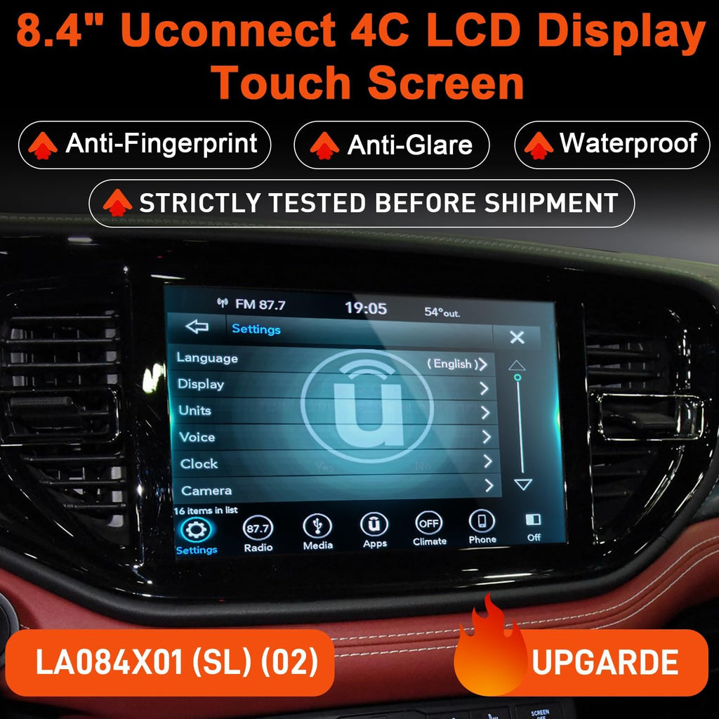 2026 NEW Upgraded Gel-Free 8.4' UConnect 4C UAQ Screen Radio Navigation with Mounting Tool Replacement Compatible Fit for Dodge RAM Jeep Chrysler 2017-2021 Replace OEM # LA084X01(SL)(02)