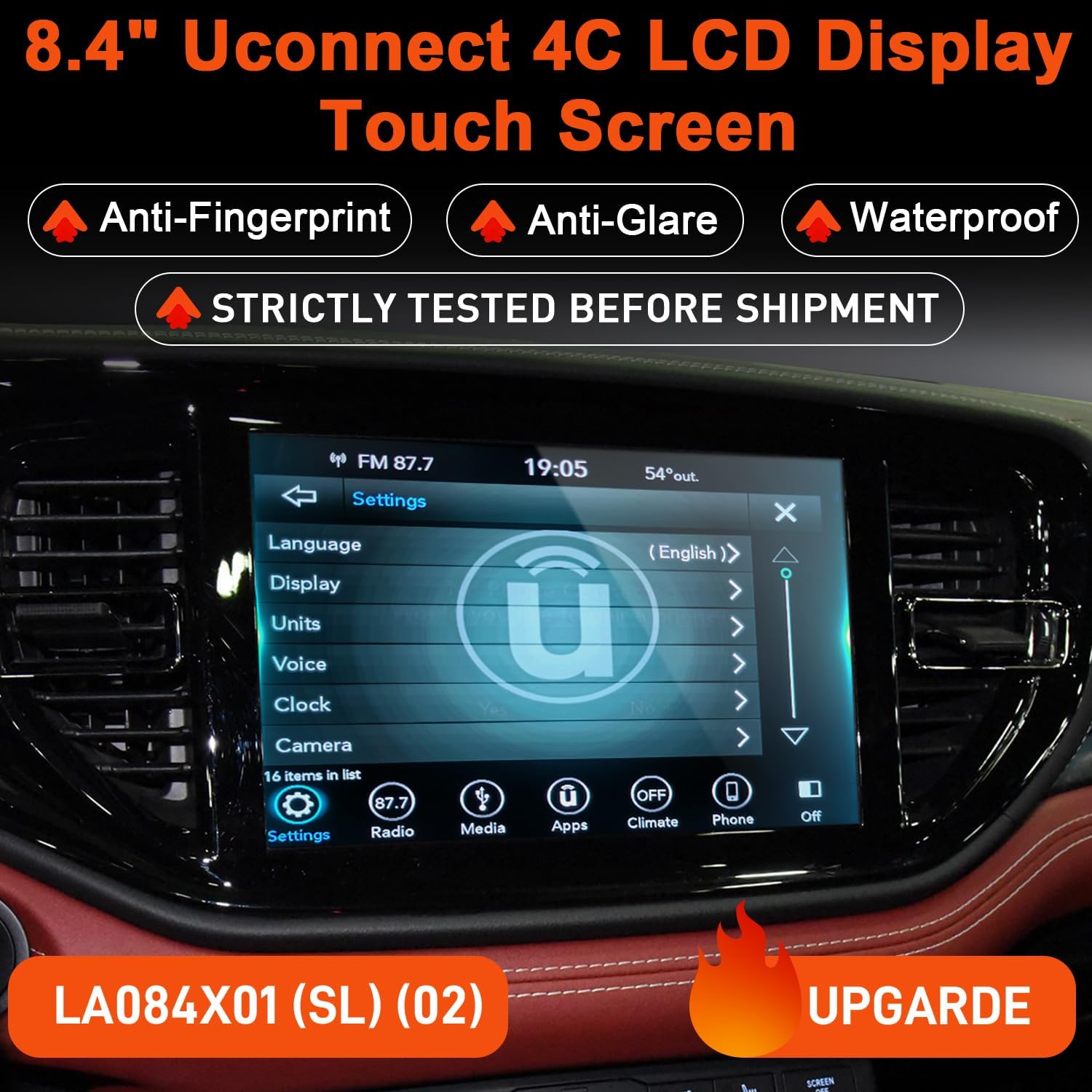 2026 NEW Upgraded Gel-Free 8.4' UConnect 4C UAQ Screen Radio Navigation with Mounting Tool Replacement Compatible Fit for Dodge RAM Jeep Chrysler 2017-2021 Replace OEM # LA084X01(SL)(02)