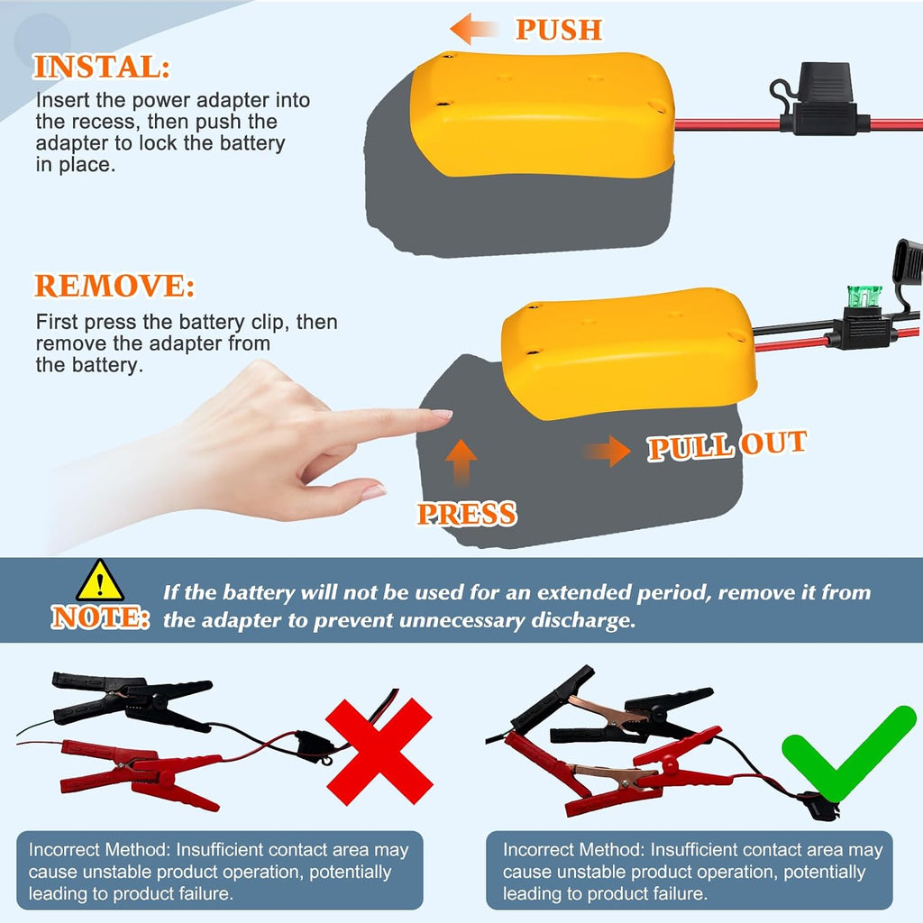 12V/24V 100W Portable Oil Extractor Pump Set, All-in-One Oil Transfer Pump with Yellow Battery Adapter Compatible with DEWALT 20V/18V Battery, Fluid Transfer for Home Business Farm Boat