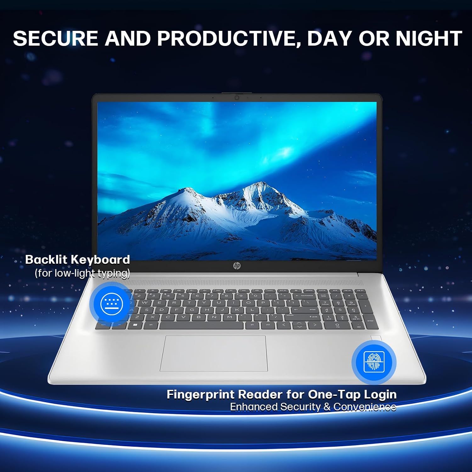 HP 17 Inch Business Laptop, Intel i5-1334U(Up to 4.6 GHz), 17.3' HD+ BrightView 250 nits, Wi-Fi 6, 32GB RAM, 1TB SSD, 128 GB USB, Backlit Keyboard, Fingerprint Reader, Windows 11 Pro, w/Accessories
