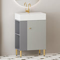 Merax Bathroom Vanity, Undermount Sinks Vanity with Side Storage, 20 Inch Free Standing Bathroom Storage Cabinet Combo Set, One Piece Sink Basin Bathroom Vanity, Gray