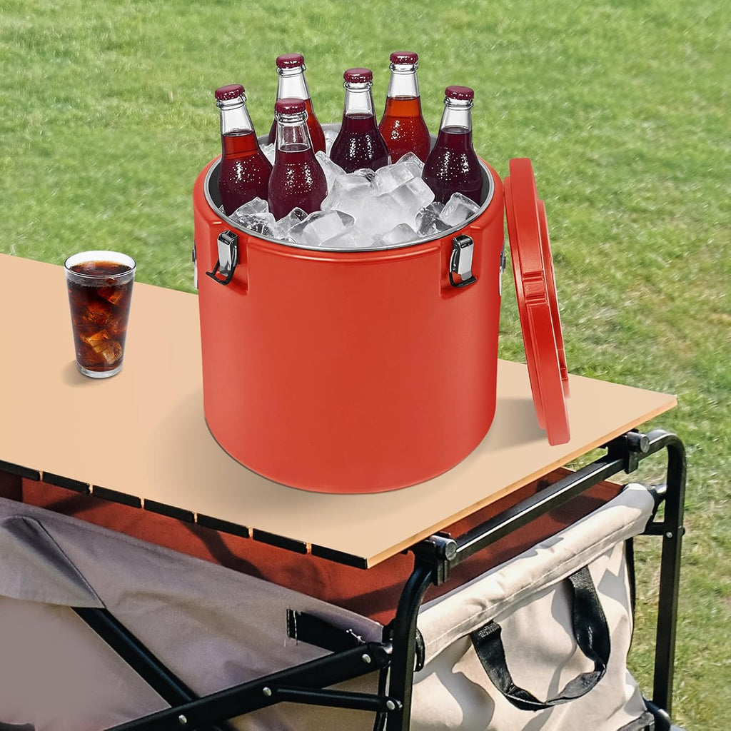 Portable Commercial Food Warmer 50L Insulated Bucket Stainless Steel Large Ice Bucket with Lid Milk Container Soup Carrier Wine Chiller for Hot or Cold Food Restaurant, Canteen, Home