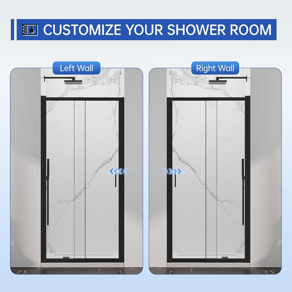 34-37' W x 72' H Pivot Swing Glass Shower Doors, 180° Rotating Retractable Bathroom Shower Door, Frameless Sliding Extended Bypass Shower Door with 3/16'(5mm) Clear SGCC Tempered Glass Matte Black