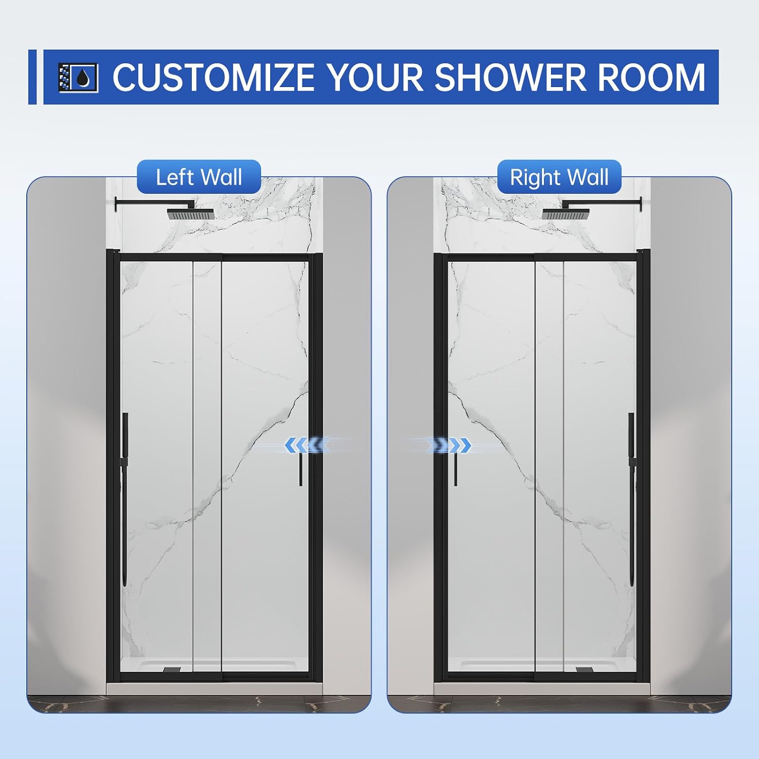 31-33' W x 72' H Slide-to-Overlap Pivot Shower Door, 180° Rotating Swing Shower Glass Door, SGCC Tempered Clear Glass,Matte Black