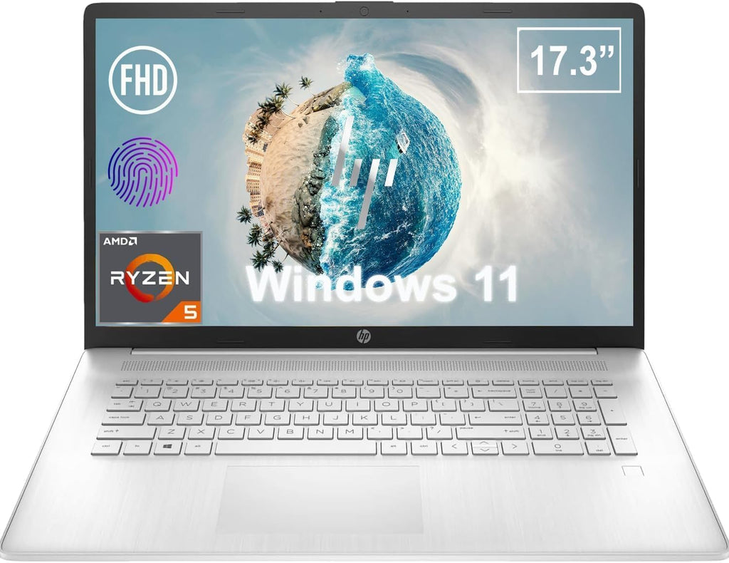 HP 17.3 Inch FHD Business Laptop | Fingerprint Reader | AMD Ryzen 5 5500U, 6 Cores Processor | 64GB RAM, 1TB SSD | Windows 11 | Light and Slim | True Vision 720p HD Cam | AMD Radeon Graphics