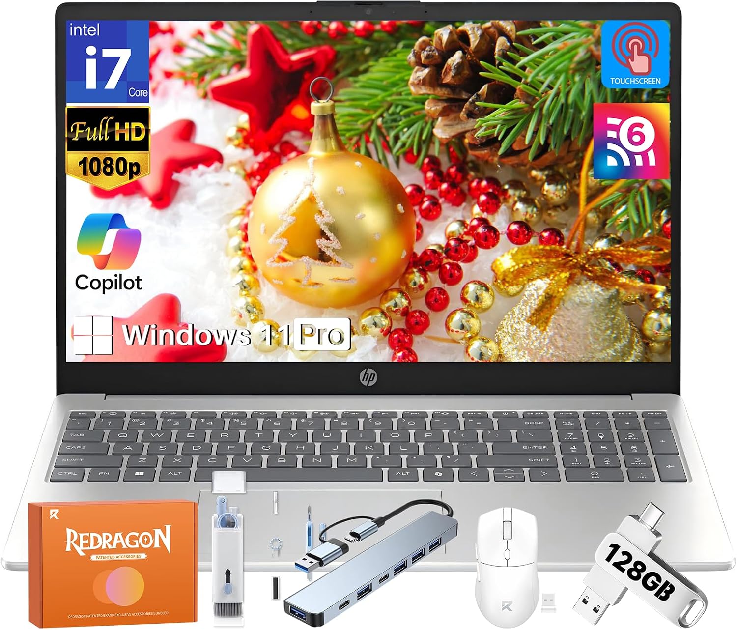 HP 2025 Touchscreen Laptop for Business Student, Intel 10-Core i7-1355U, 15.6'' FHD IPS Display, 64GB RAM, 2TB SSD, Windows 11 Pro, Copilot AI, Wi-Fi 6, Backlit Keyboard, Fast Charge, w/Accessories