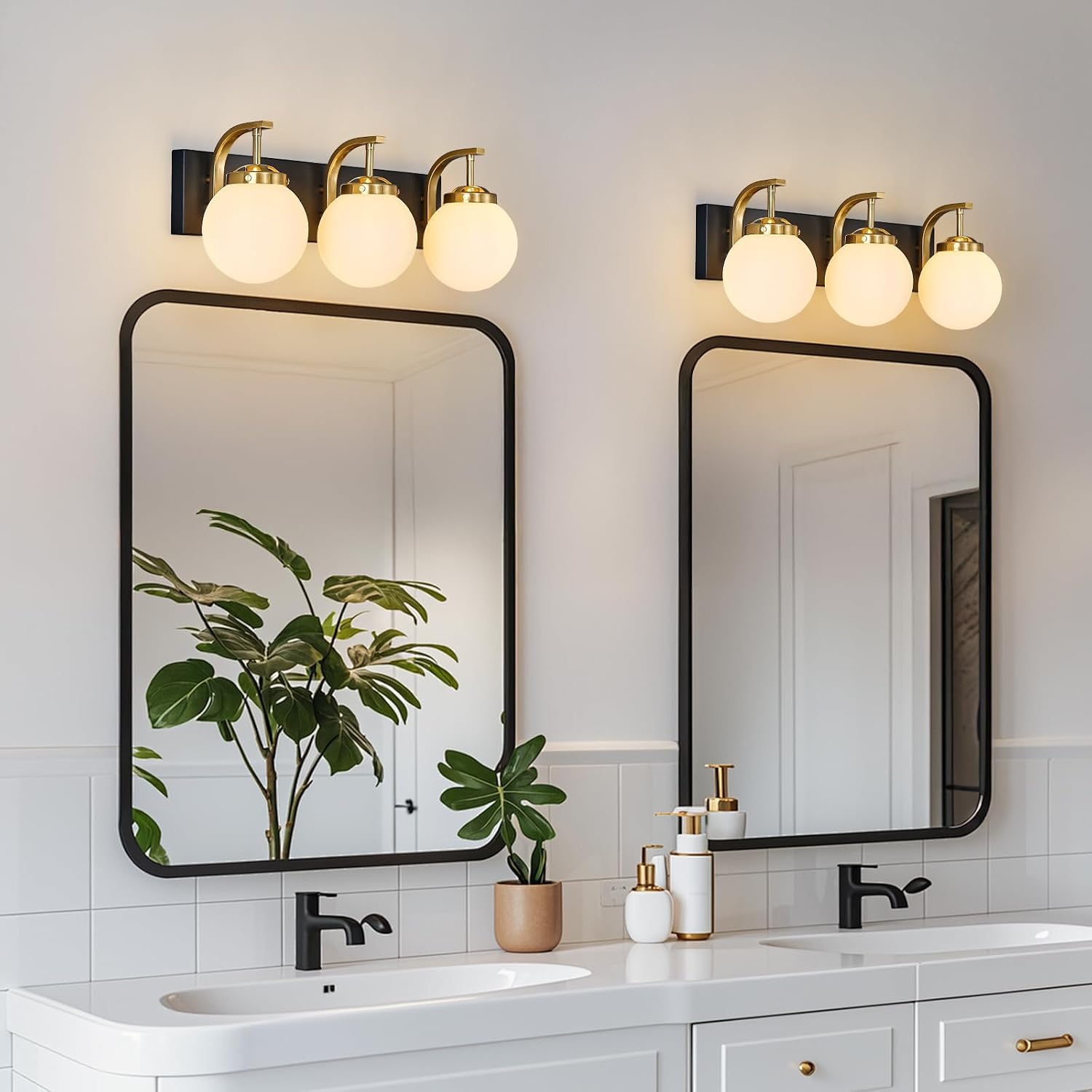 Bathroom Vanity Light Fixtures Over Mirror Modern Sand Black Gold 3 Lights Wall Sconce Vanity Light for Bathroom Lighting