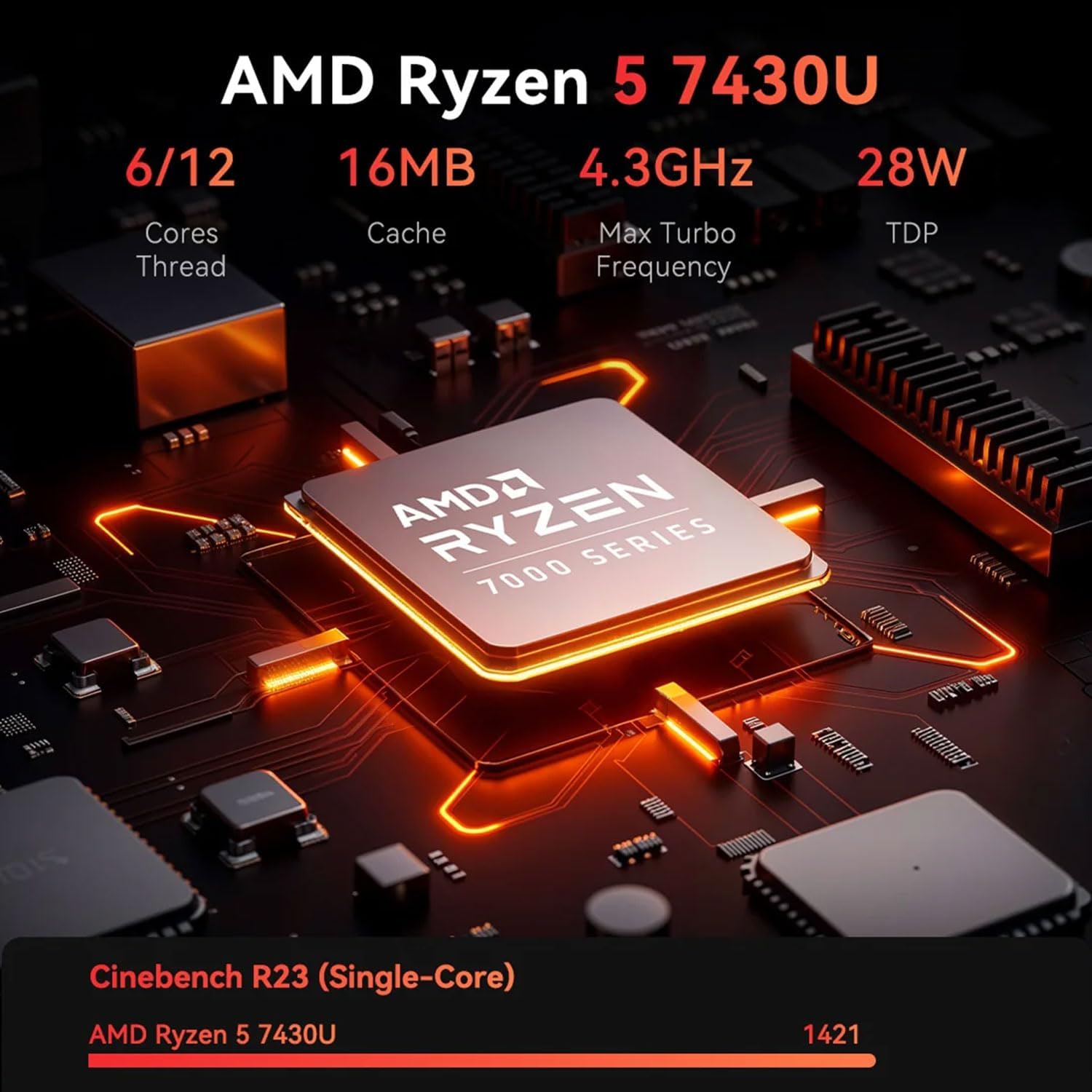 HP 17 Laptop PC, 17.3' HD+ Touchscreen, AMD Ryzen 5 7430U, 32GB RAM, 1TB PCIe SSD, Fingerprint Reader, Backlit KB, Webcam, HDMI, Wi-Fi 6, Win11 Home, Bundle with PCO Notebook Fold Radiator, Cooler