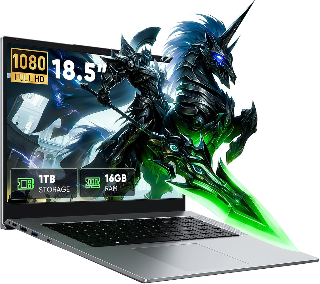 18.5' FHD Laptop Computer, 16GB RAM 1TB SSD, Dual-Core m3-8100Y up to 3.4GHz, HDMI,RJ45,Large Screen Win11 Laptop for Student, Home Business, Multitasking & Entertainment