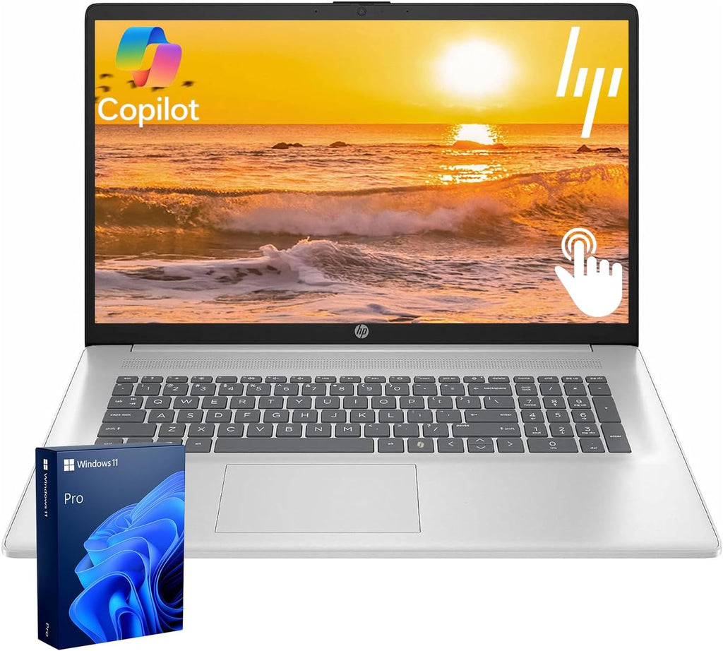 HP 17 Business Laptop, 17.3' HD+ Touchscreen, 8-Cores Intel Core i3-N305 Processor, 8GB Memory, 128GB eMMC, Copilot AI, Webcam, Wi-Fi 6, Windows 11, Silver