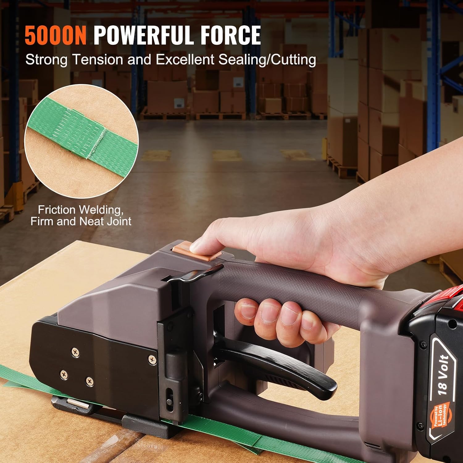 VEVOR Electric Strapping Machine, for 0.39'-0.75' PP PET Straps, Portable Electric Banding Tool with Digital Display, 2 x 4000mAh Battery Powered Automatic Strapping Tool for Packaging Box Pallet