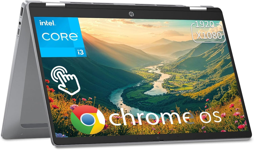 HP Chromebook Plus x360 Laptop 14' 2 in 1 Touchscreen Business Laptop for Student Intel Core i3 N305 8GB RAM 256GB UFS Backlit KB Wi-Fi 6 Chrome OS w/Google AI