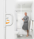 Stander Wonder Pole, Security-Pole and Curve Grab Bar, Tension Mounted Floor to Ceiling Transfer-Pole for Seniors, Elderly Adults, Bathroom Safety Assist and Stability Rail, White