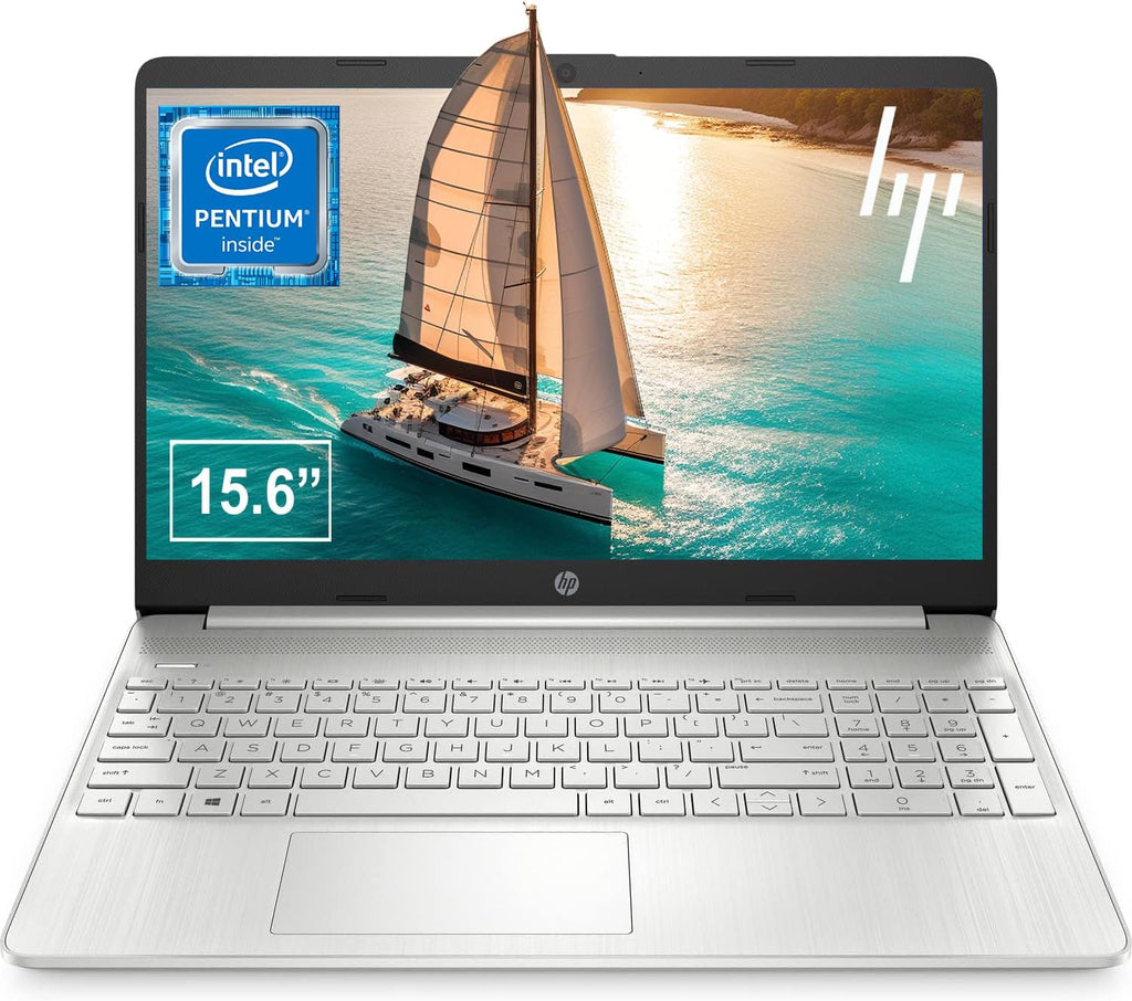 HP 15.6 Inch Student Laptop | Intel Pentium Silver, Quad-Core Processor | 16GB RAM, 512GB SSD | Windows 11 | Thin and Light | 11 HR Battery | Natural Silver | True Vision Cam | Intel UHD Graphics