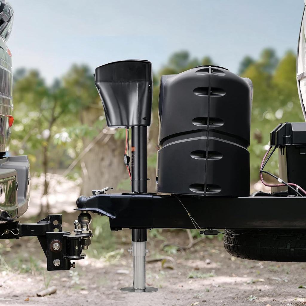 VEVOR Electric Trailer Jack, 5000 lbs, Heavy Duty RV Electric Power Tongue Jack with 2 Way Connector, Manual Crank Handle & Weatherproof Jack Cover, 10'-28.3' Lift, for RVs, Trailers & Campers, Black