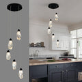 5-Light Modern Crystal Chandelier Dimmable Pendant Light Fixture with Black Teardrop Design Diamond Pendant Lighting for Kitchen Island, Dining Room, Hallway, Bathroom