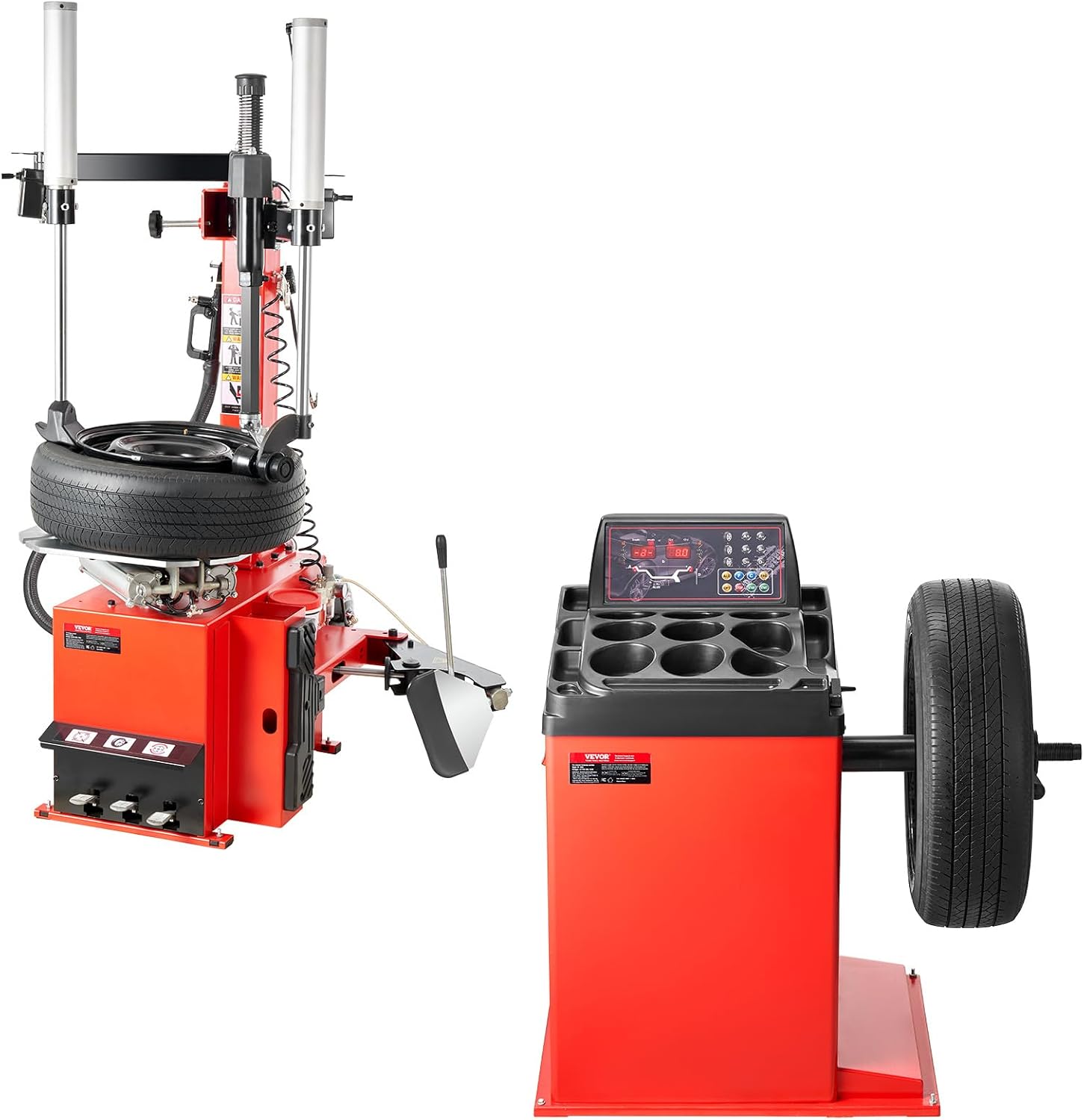 VEVOR Electric Tire Changer, Tire Balancer Combo, 18' Spindle, Durable Electric Tire Machine with 2.0HP Motor, High-Precision Balancer with Auto Calibration, Fit for SUVs Pickups Sedans
