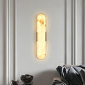 20' Gold Alabaster Wall Sconce, Brass Vintage Natural Marble Wall Light, LED Tunable 3000K-6000K Vanity Wall Lamp Fixture for Bathroom Bedroom Hallway Living Room