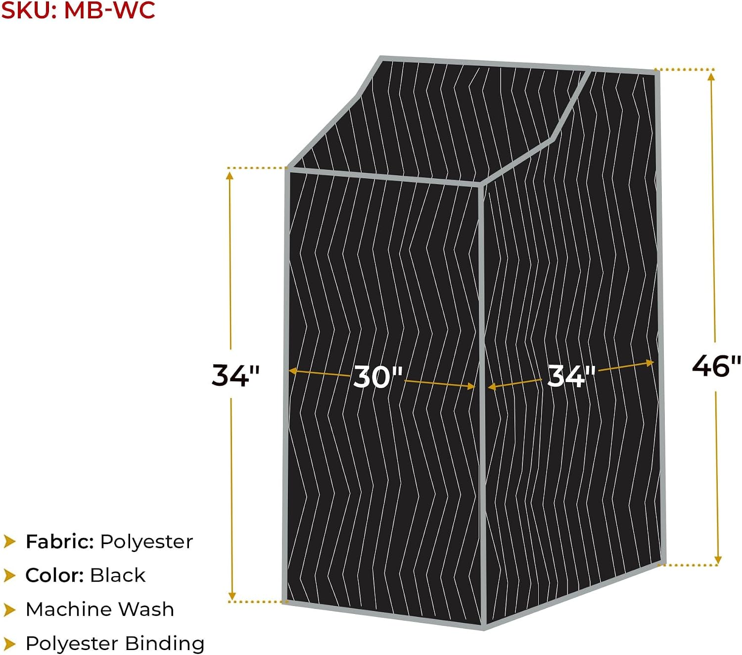 Mytee Products 4 Pack Quilted Washer and Dryer Cover - 34'x30'x46' Washable and Reusable Polyester Furniture Pad for Moving & Storage