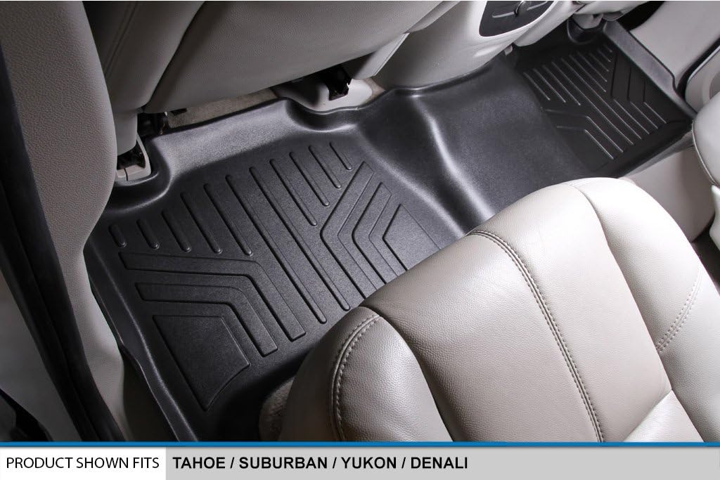 SMARTLINER Floor Mats 2 Row Liner Set for 2007-2014 Chevrolet Suburban