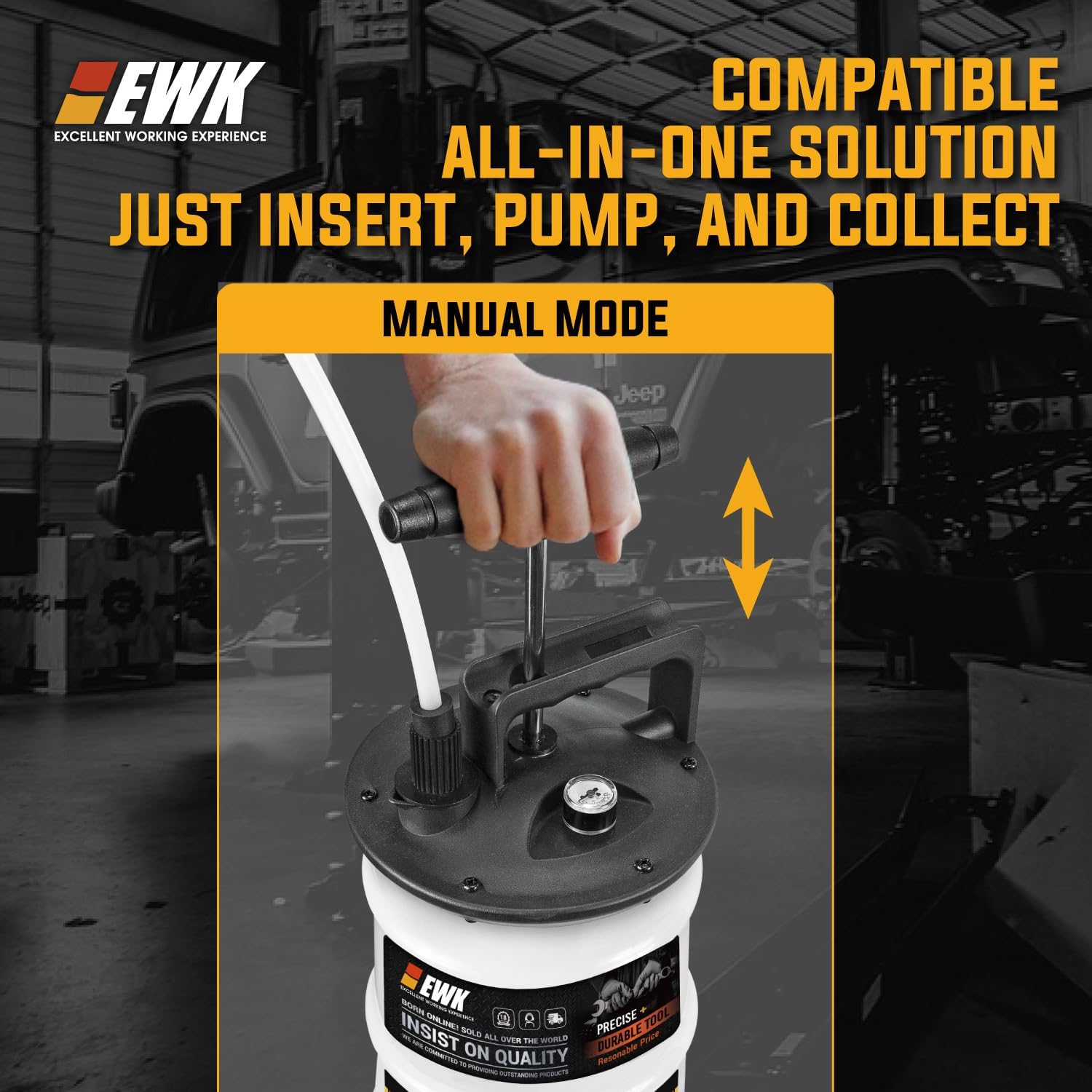 EWK 8L Heavy Duty Manual Oil Extractor Change Pump, Fluid Extractor with Reinforced Tank, Oil Change Pump for Auto Car, Boat, Motorcycle