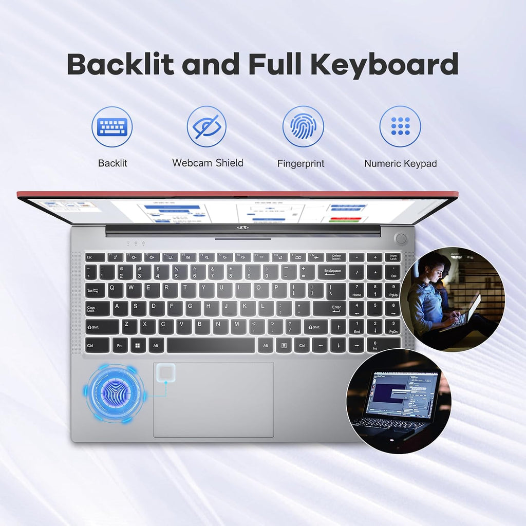 NIMO 15.6' FHD lPS-Business-Laptop, i5-12450H 8 Cores 8GB RAM 256GB SSD (Beat i7-11800H, Up to 4.4 GHz) Student Computer with 100W Type-C Fingerprint Backlit Keyboard WiFi-6 Numpad