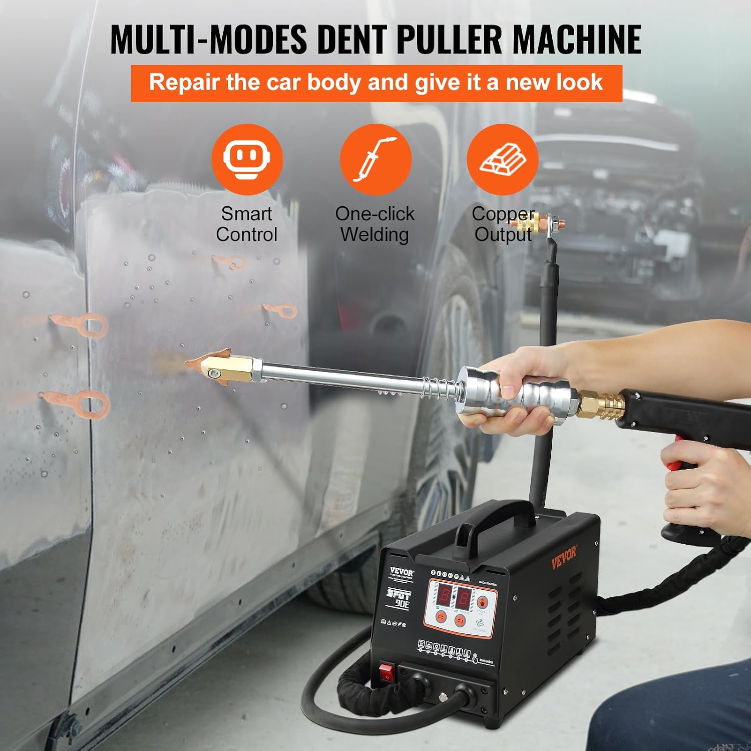 Bestauto VEVOR 110V Spot Welder Dent Puller, 3000W Stud Welder Dent Repair Kit, 7 Models Spot Welding Machine for Car Body Dent Repair