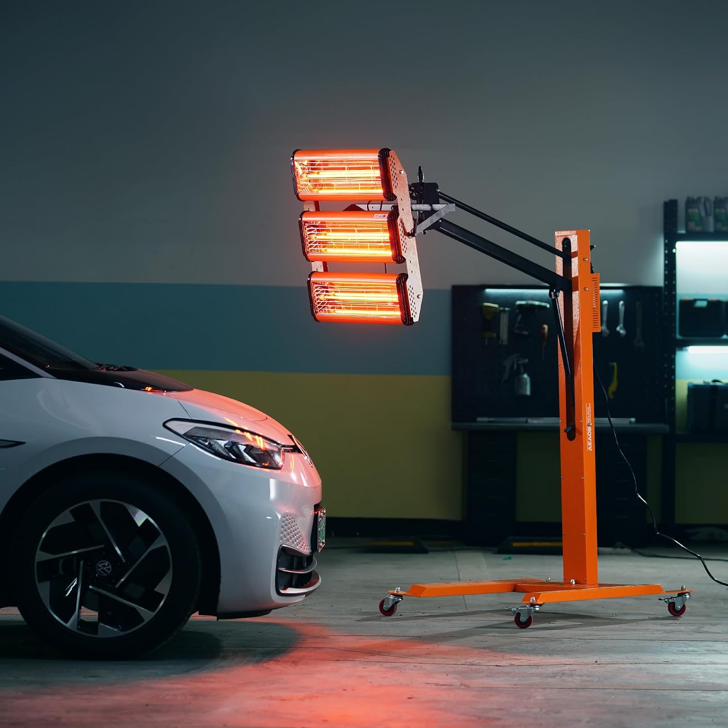 VEVOR Infrared Drying Lamp, 3300W with 1-60 min Timer, Automatic Heat for Automotive Repairs, Includes Stand, Covers 8.61 sq.ft, Ideal for Spray Booth Heating, Quick Paint Drying, Engine Warm-Up 110V