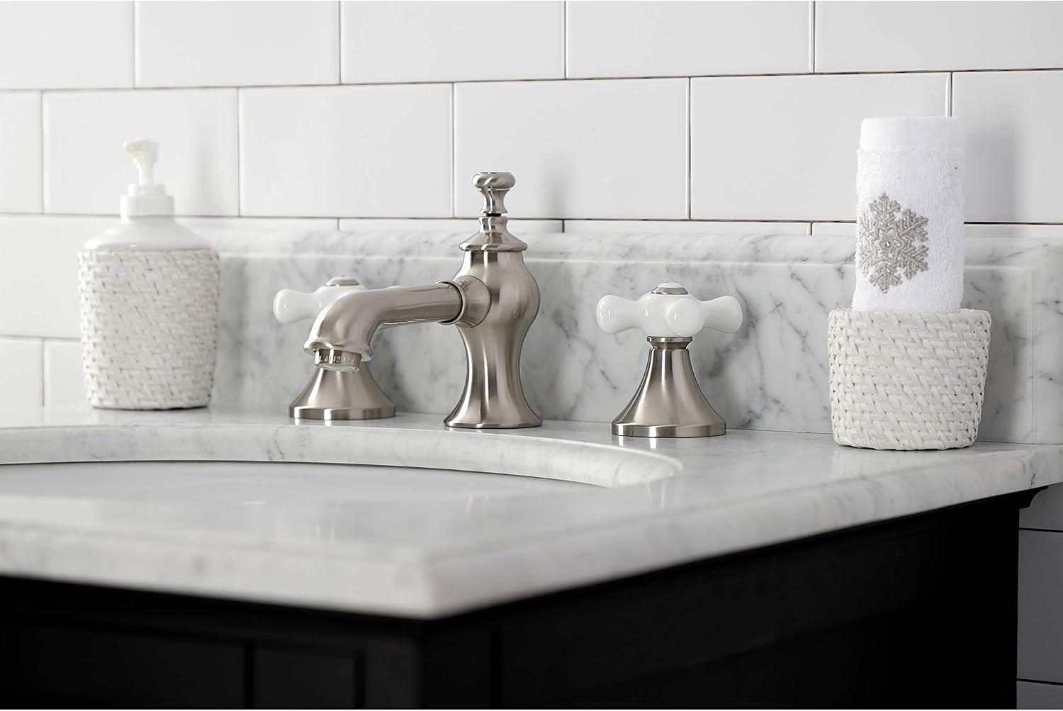 Kingston Brass KC7068PX Vintage 8 in. Widespread Bathroom Faucet, Brushed Nickel