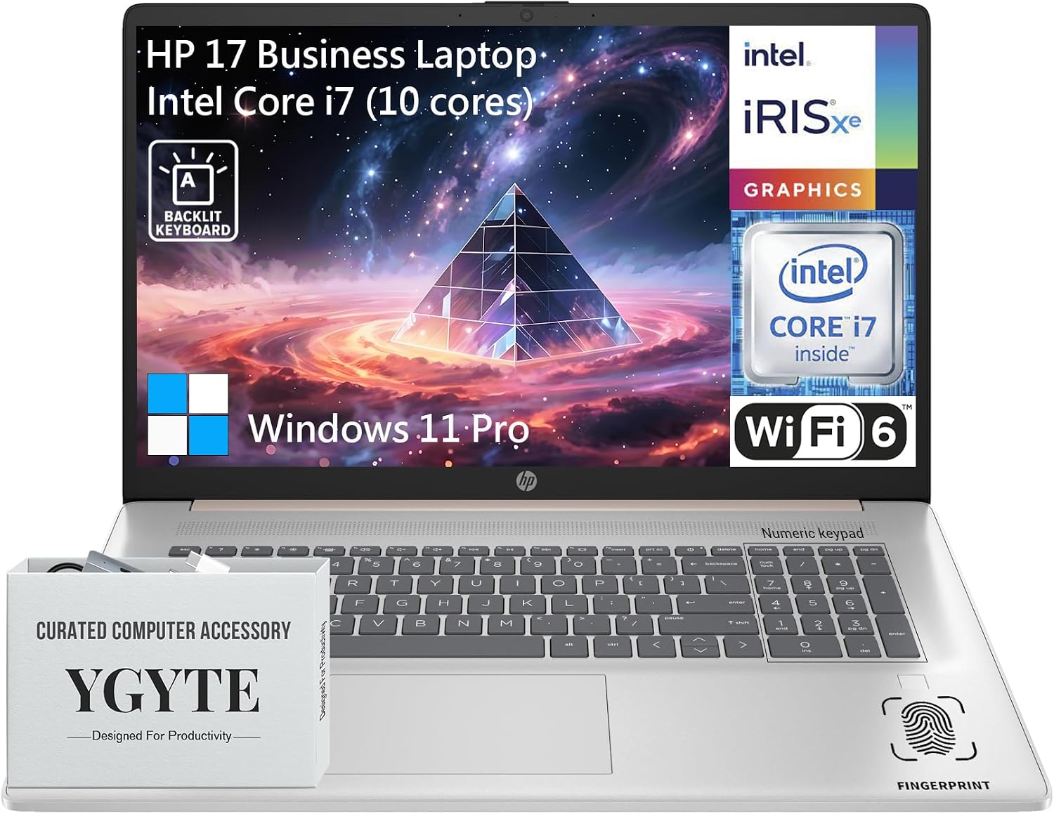 HP 17 Inch Laptop Touchscreen Computer, 17.3 HD+ Touch Screen Business Laptop, 13th Gen Intel Core i7, Windows 11 Pro, Backlit Keyboard Number Pad, 64GB RAM 2TB SSD