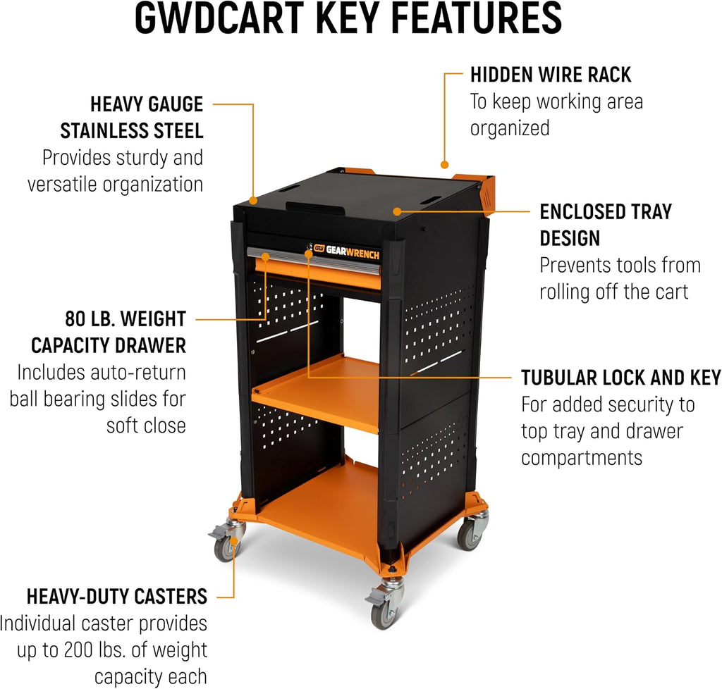 GEARWRENCH 5 pc. Automotive Diagnostic Set with Cart – 10' Bidirectional Diagnostic Tablet, TPMS Programming Tool & 20 Rubber Valve Sensors, HD USB-C Endoscope Camera, Mobile Work Cart | GWSMARTMOD