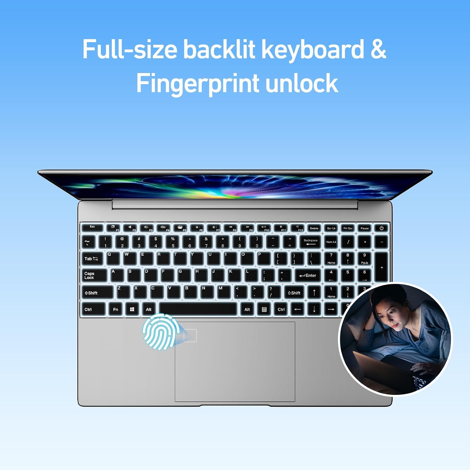 15.6 Inch Laptop Computer 8GB RAM 256GB SSD Win 11 Laptop, Pentium G6500Y Processor(Up to 3.4GHz), 1080P FHD Display, Backlit Keyboard, Fingerprint, USB3.0,WiFi5,Mini HDMI, BT5,Webcam