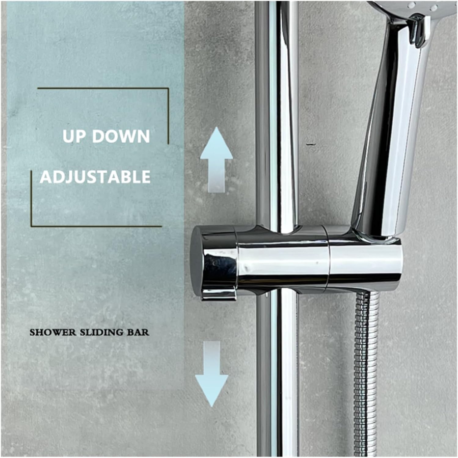 Shower Bar Angel Height Adjustable Sliding Hand Shower Bar Chrome Matt Black Stainless Steel 64cm Bathroom Fixtures(Square BG)