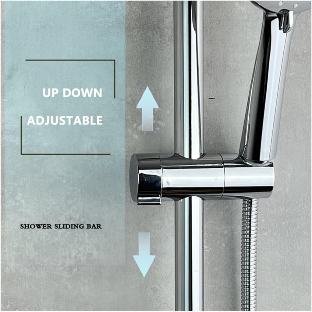 Shower Bar Angel Height Adjustable Sliding Hand Shower Bar Chrome Matt Black Stainless Steel 64cm Bathroom Fixtures(Round BG)