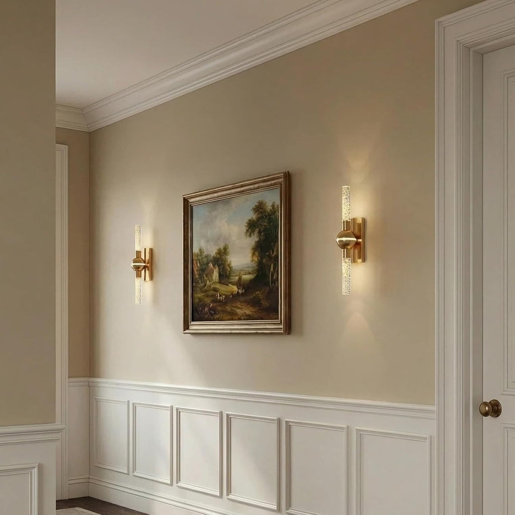 Modern Brass Wall Sconce Indoor, LED Wall Light Fixtures Set of 2 | 13W Dimmable Brightness, 17.7' Bathroom Vanity Light, Bedroom Hallway Use, Hardwired Wall Mount Lighting, 3000K Warm White