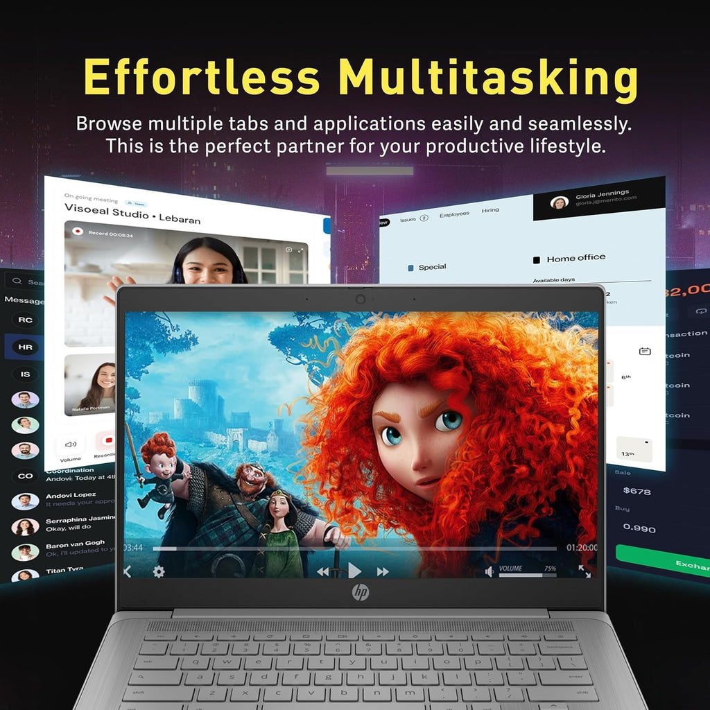 HP Chromebook 14' HD Flagship Laptop for Student Business, Quad-Core Celeron N4120 Processor, 4GB RAM, 192GB Storage (64GB eMMC + 128GB Card), Webcam, WiFi, Long Battery, Chrome OS+HubxcelAccessory