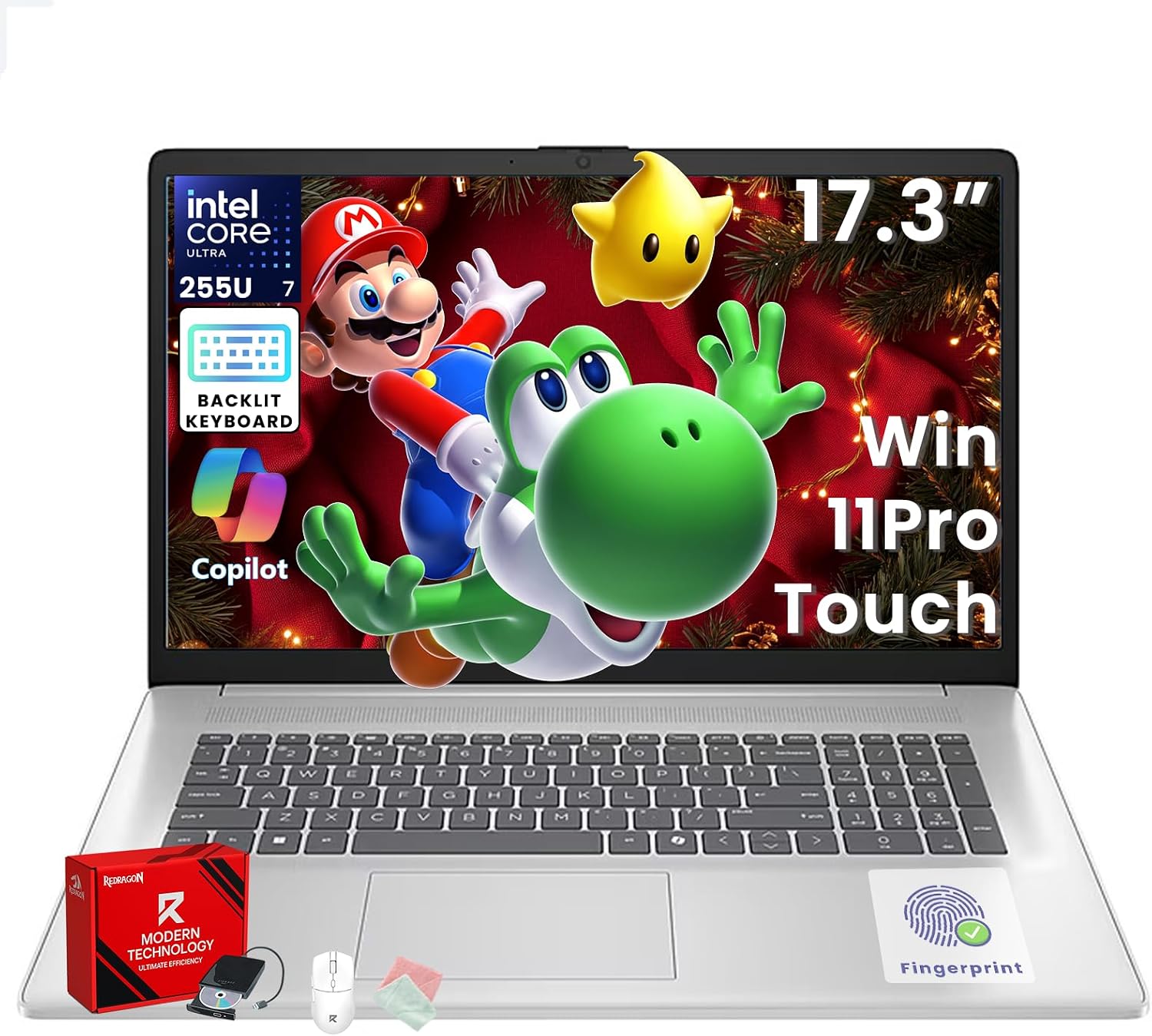 HP 17.3' Touchscreen Business Laptop - Intel Ultra 7 255U(up to 5.2 GHz), Ai Copilot, 17.3' Anti-Glare HD+, Backlit KB, Fingerprint, Win 11 Pro, Wi-Fi 6, w/Accessory(32GB DDR5 RAM, 1TB SSD)
