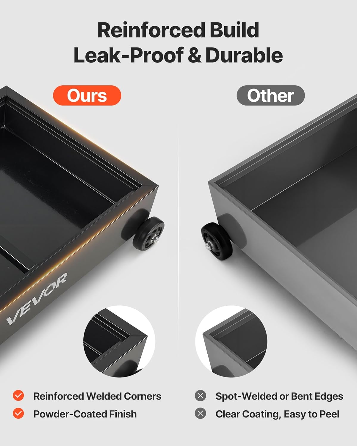 VEVOR Low Profile Oil Drain Pan, 15 Gallon Capacity, Rolling Oil Drain Pan with Electric Pump & 7.2 ft Hose, Leak-Proof & Corrosion-Resistant, Fit for Cars, SUVs, Trucks, Motorcycles, ATVs, Metal