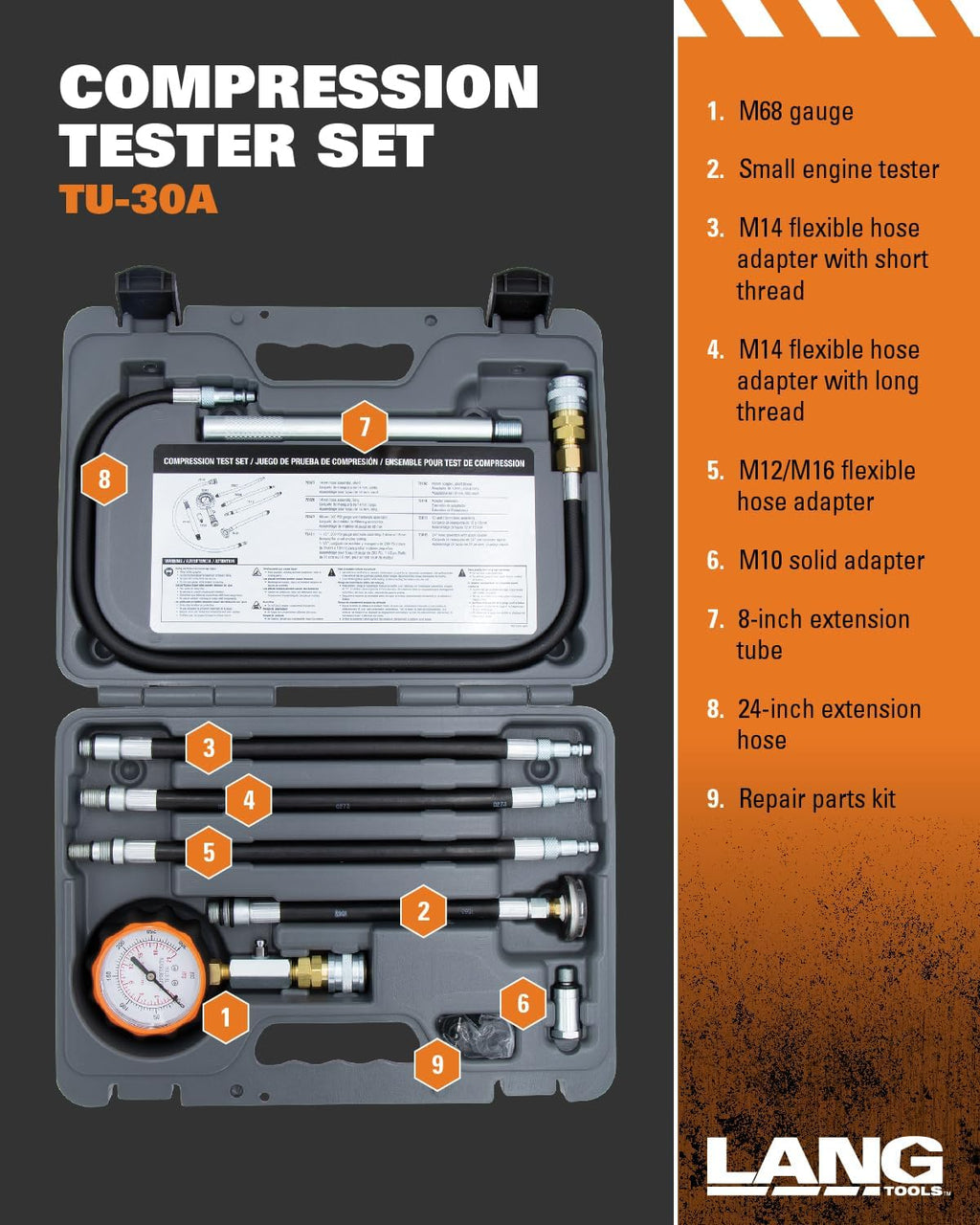 Lang Tools TU-30A Compression Tester Set