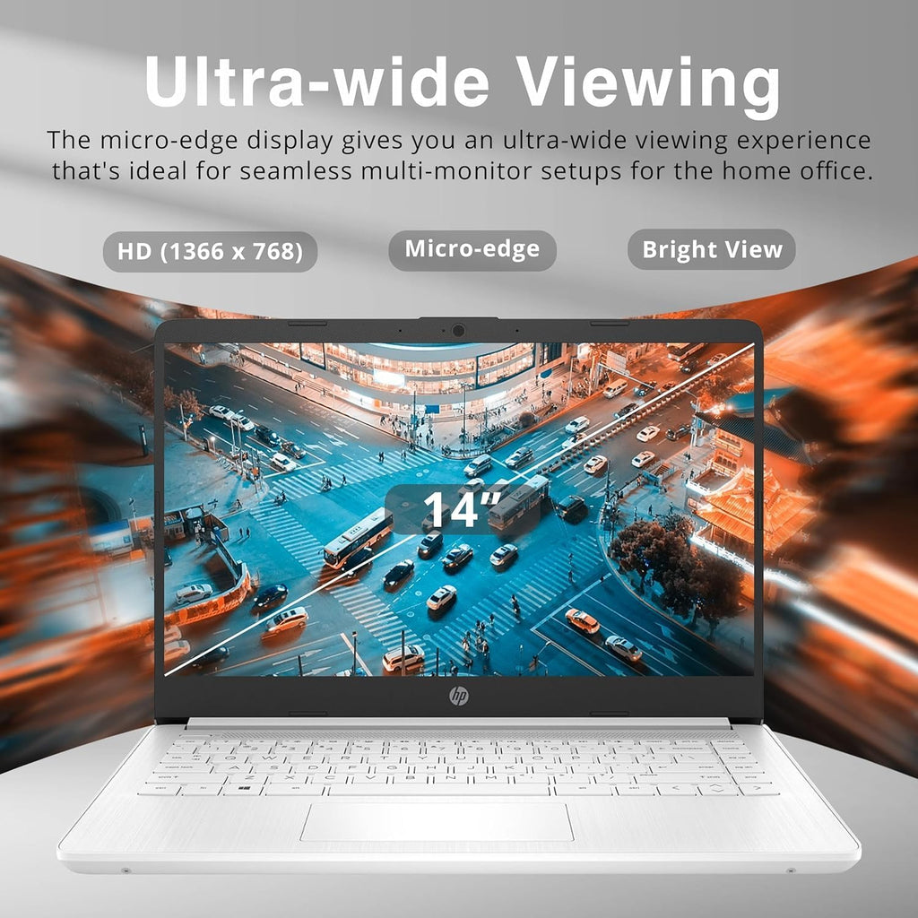 HP 2024 Stream 14 inch Laptop for Students and Business, Silver Laptop 4GB RAM + 128GB eMMC Storage, 1-Year Office 365, ‎Intel Celeron N4120, Intel UHD Graphics, Win 11 S