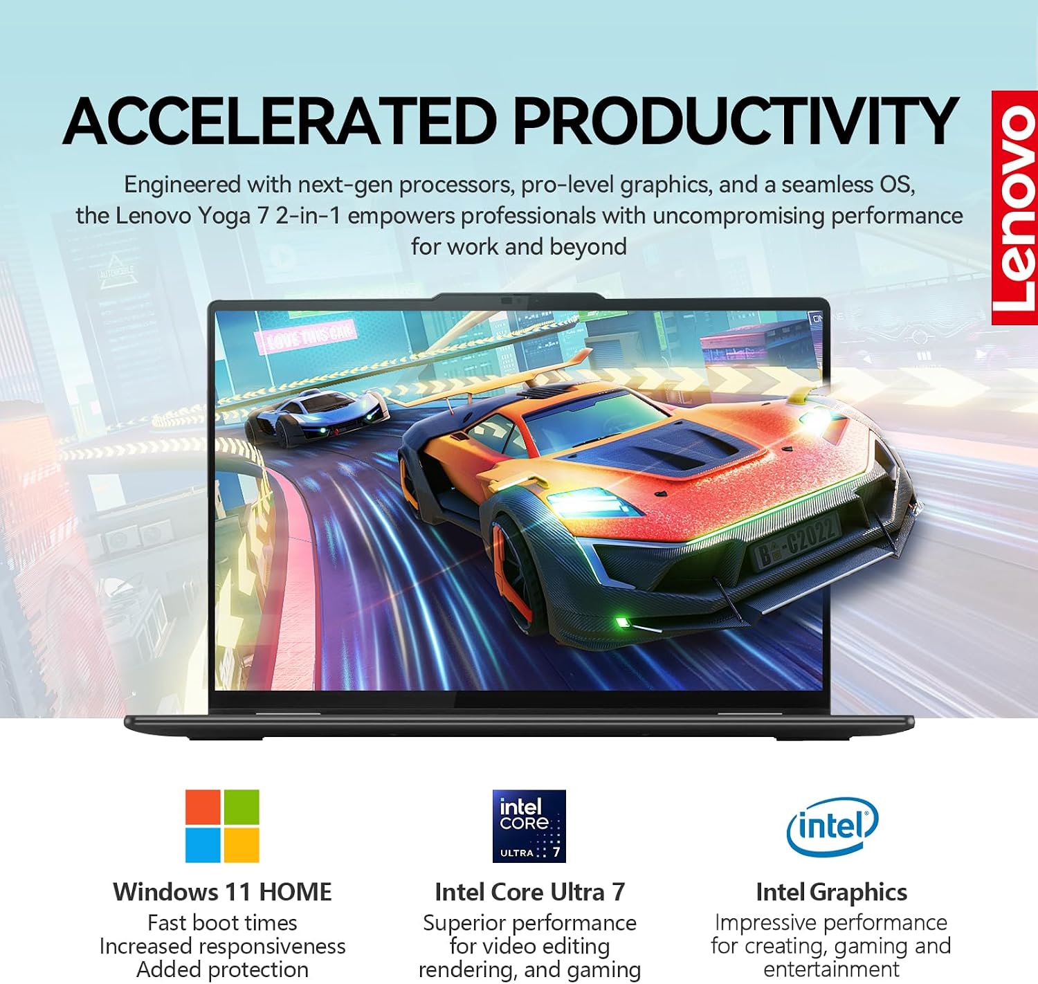 Lenovo Yoga 7i 2 in 1 Laptop Touchscreen, 16' FHD+ 360 Foldable Touch Screen Convertible, Intel Core Ultra 7, 16GB DDR5 RAM 512GB SSD,Windows 11 Pro|Backlit|Fingerprint|YGYTEaccessory