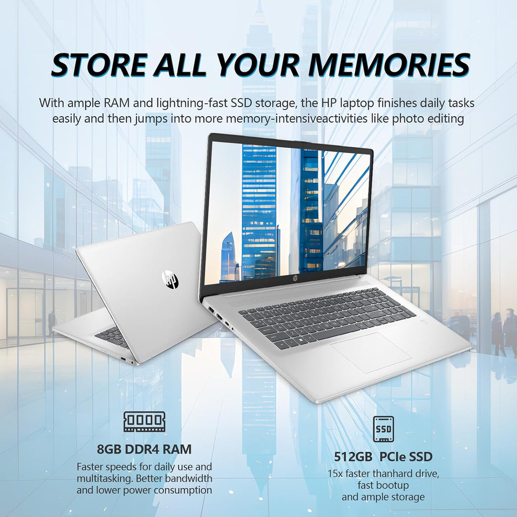 HP Laptops 17 Inch, 17.3' Laptop Computer, HD+ Large Screen, Intel Core i3 (8-Cores), 8GB RAM 512GB SSD, Windows 11 Pro, 10 Key Number Pad, Wi-Fi 6, USB-C