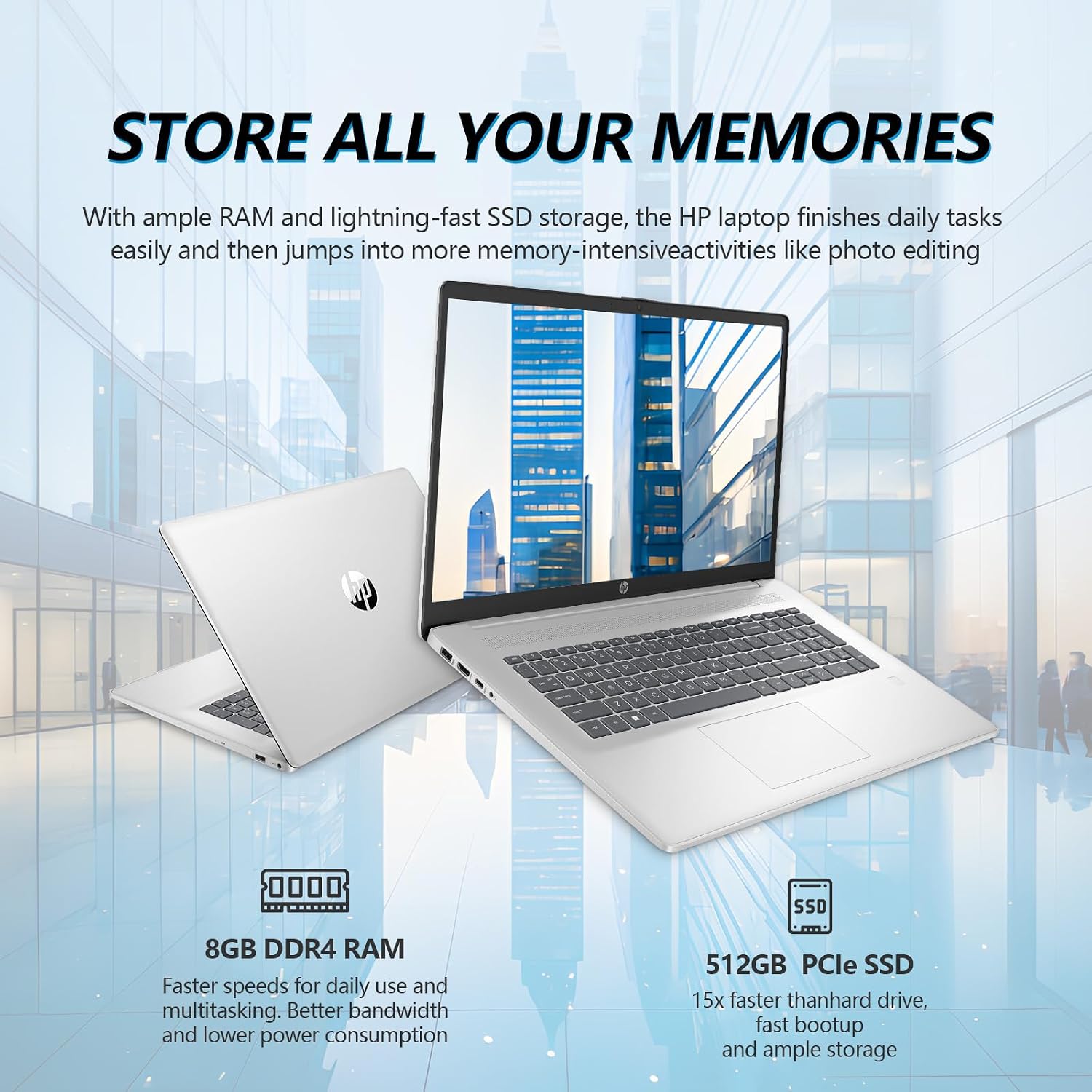 HP Laptops 17 Inch, 17.3' Laptop Computer, HD+ Large Screen, Intel Core i3 (8-Cores), 8GB RAM 512GB SSD, Windows 11 Pro, 10 Key Number Pad, Wi-Fi 6, USB-C