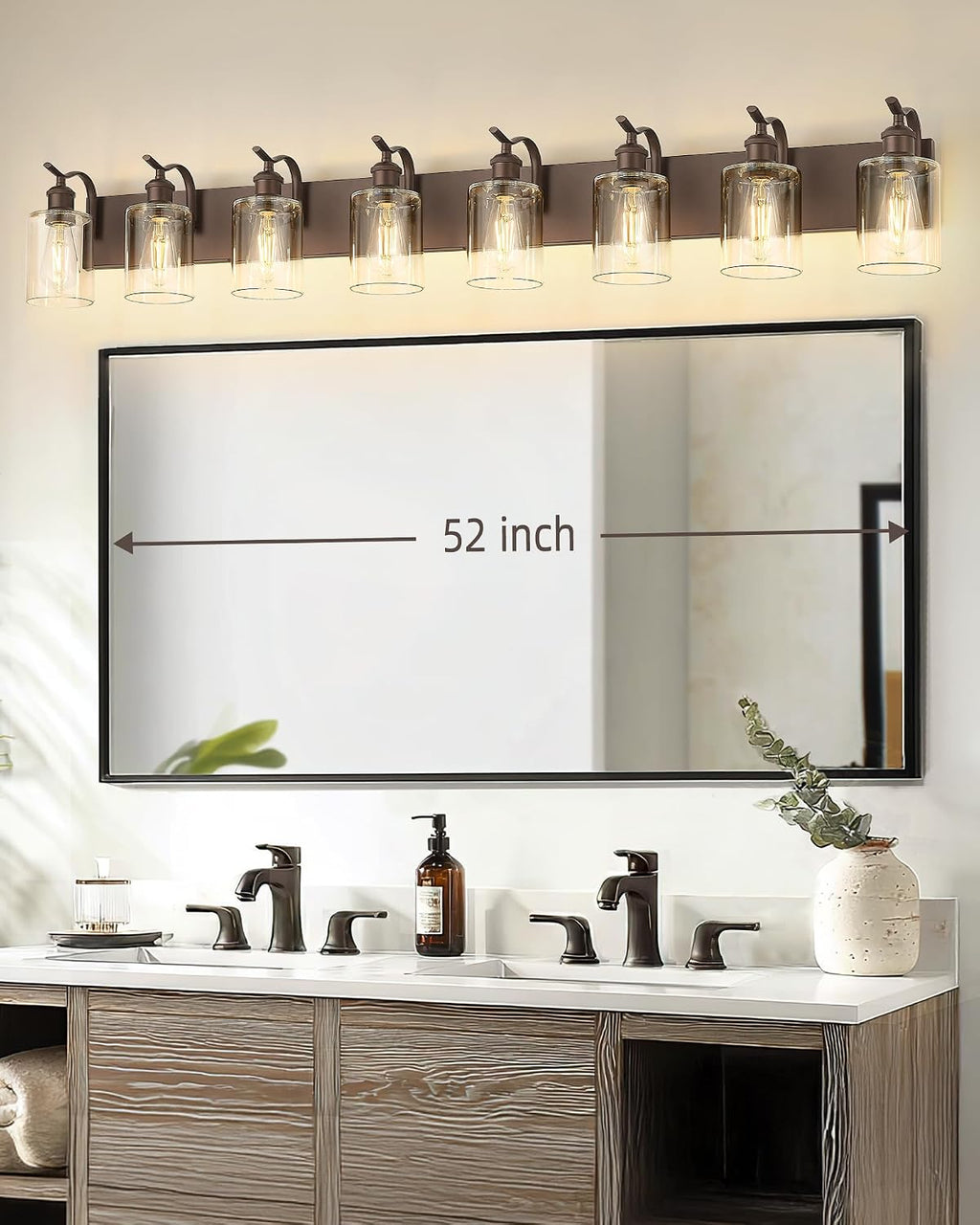 Bathroom Vanity Light Fixtures 8-Light Clear Glass Modern Wall Mounted Over Mirror Oil Rubbed Bronze - VL01ORB-8