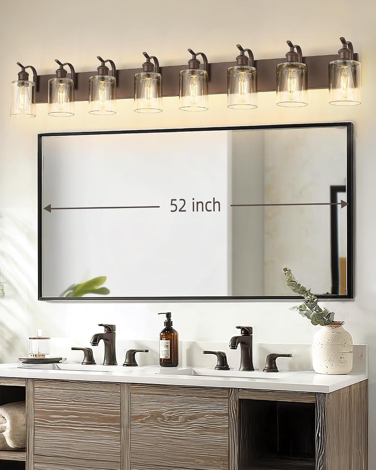 Bathroom Vanity Light Fixtures 8-Light Clear Glass Modern Wall Mounted Over Mirror Oil Rubbed Bronze - VL01ORB-8
