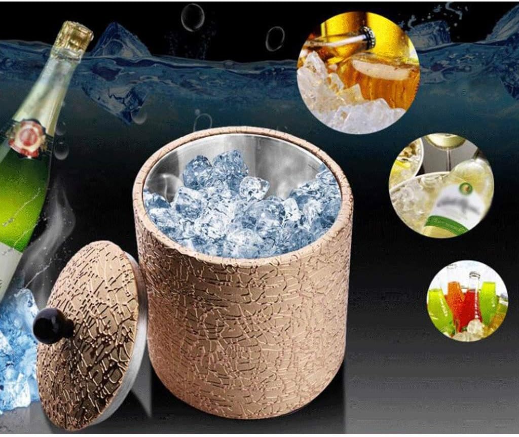 Ice Bucket Stainless Steel Line Portable Layer with Compartment Beer Red Wine Barrel Bar